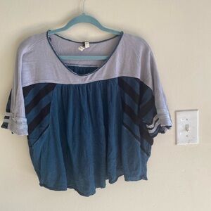 Free People Blue and Gray Blouse